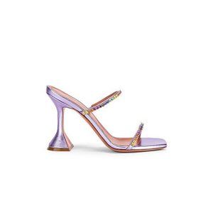 Amina Muaddi Purple Gilda Rainbow Satin Sandals EU:40